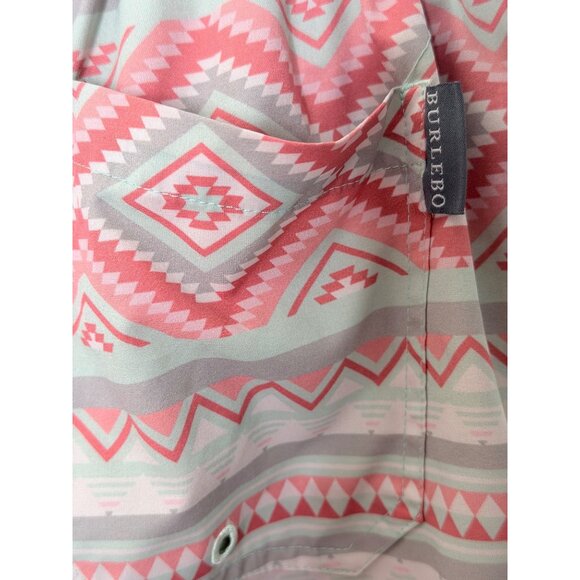 Burlebo‎ Aztec Print Swim Shorts Mens XL Pink Geometric Beach Resort - Picture 4 of 13